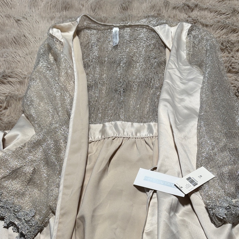 Anthropologie Shimmering Silver Robe - Picture 6 of 8